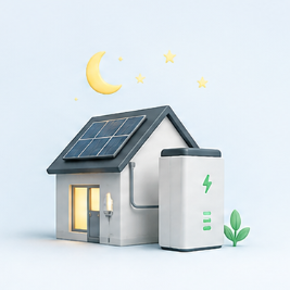 Energía solar de noche con baterías